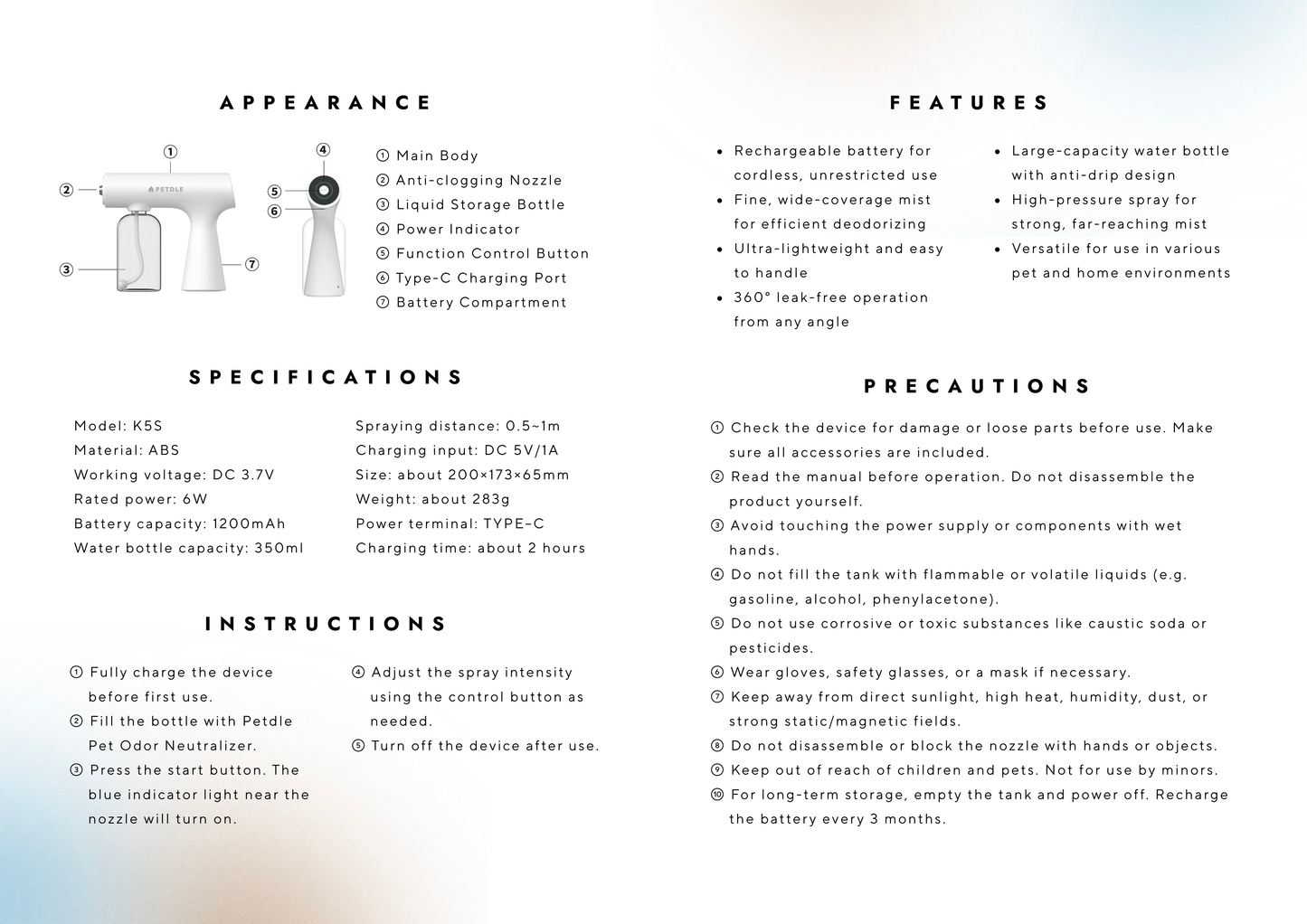 Petdle Nano Mist spray - Pet Friendly Deodorant Automatic Mister